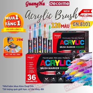 Set bút brush Acrylic Guangna DecorMe Bút tô màu vẽ tranh nhiều màu pastel trang trí sổ bullet journal vẽ mọi chất liệu