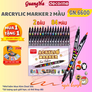 Acrylic marker Guangna 6600 DecorMe màu acrylic marker đầu nhọn 2 đầu 2 màu vẽ trên mọi chất liệu, có thể tô chồng màu