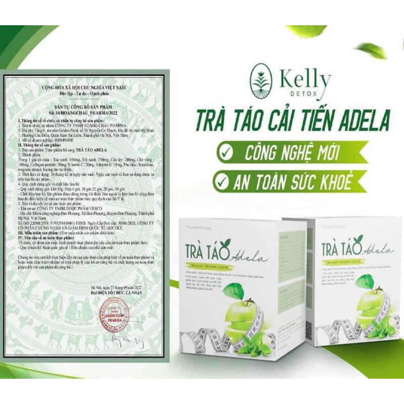 Trà táo xanh Kelly Detox thảo mộc xanh hỗ trợ giảm cân giảm mỡ kiểm soát cân nặng (hàng chính hãng)