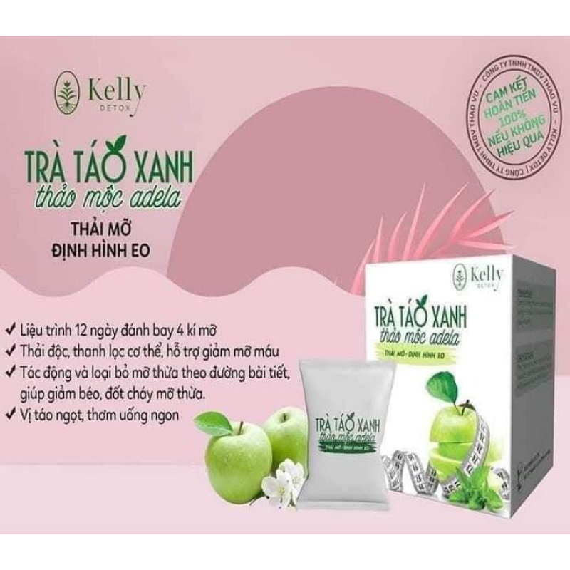 Trà táo xanh Kelly Detox, thảo mộc hỗ trợ kiểm soát cân nặng giảm cân giảm mỡ (hàng chính hãng)