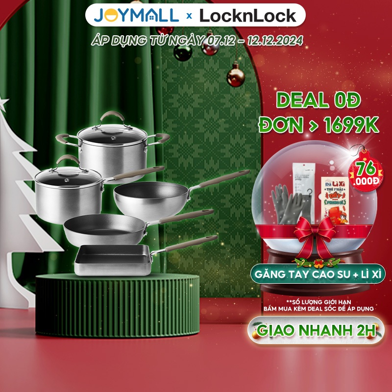 Nồi Chảo Lock&Lock Nhôm Chống Dính Mini Handycook Nhiều Size - Hàng Chính Hãng, Không Dùng Trên Bếp Từ - Joymall
