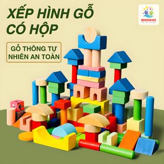 Đồ Chơi Xếp Hình Khối Bằng Gỗ - Bộ Xếp Hình Xây Dựng 100 Chi Tiết Cho Bé