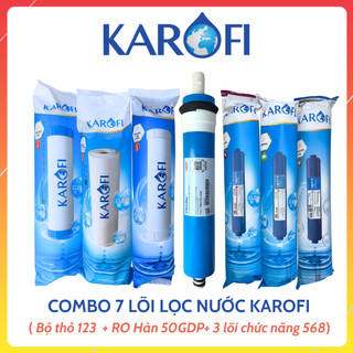 Combo 7 Lõi Lọc Nước Karofi Gồm Bộ Thô 123 RO50GDP T33 Min Nano Dùng Cho Máy Lọc Nước RO Máy Có Model K7IQ-2,... 