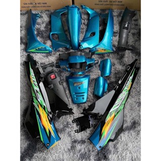 Dàn áo Wave nhỏ /Alpha /Zx /Thái 110 Xanh ngọc Sau Đen- Đầu 1 bóng  ( không kèm chóa)