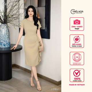 Đầm trung niên thiết kế trang nhã chất liệu Vải chéo mịn cao cấp thương hiệu Thiều Hoa DD4L0861