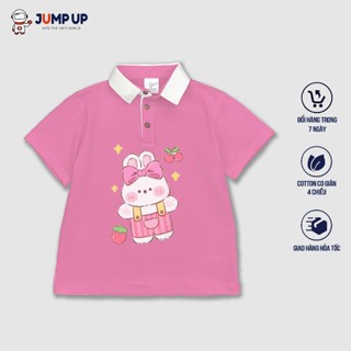 Áo Phông Hồng Đậm Cổ Trắng Cho Bé Gái, Áo Polo Hồng Đậm In Hình Đẹp Cho Bé Gái Mặc Đi Chơi