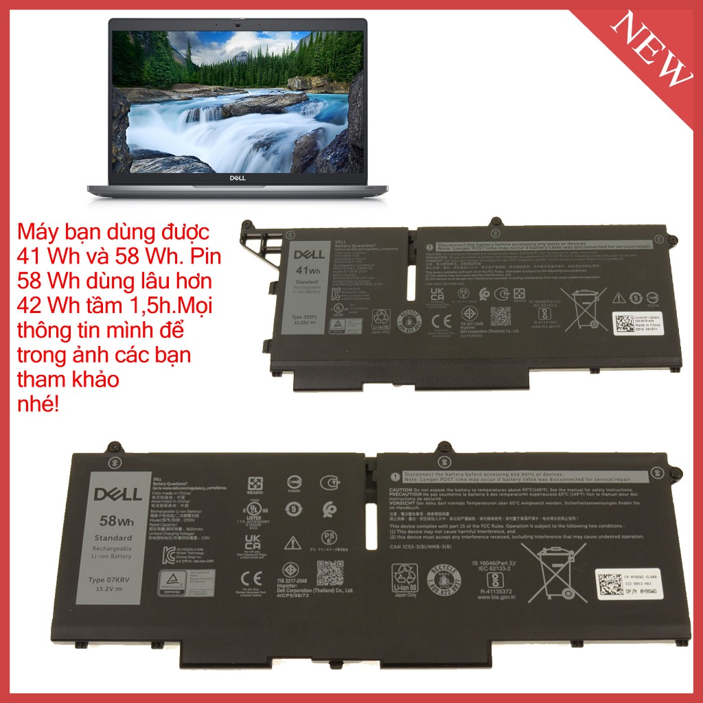 Bộ Sạc,Pin dell 07KRV