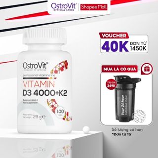 Vitamin D3 K2 Ostrovit Vitamin D3 4000 + K2 hỗ trợ xương chắc khỏe, cải thiện sức mạnh cơ bắp, độ bền của Gymer 110 viên