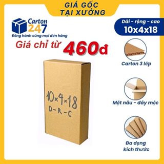  10x4x18 COMBO 100 Hộp giấy carton nắp gài 2 đầu đóng hàng giá rẻ - Carton 247 