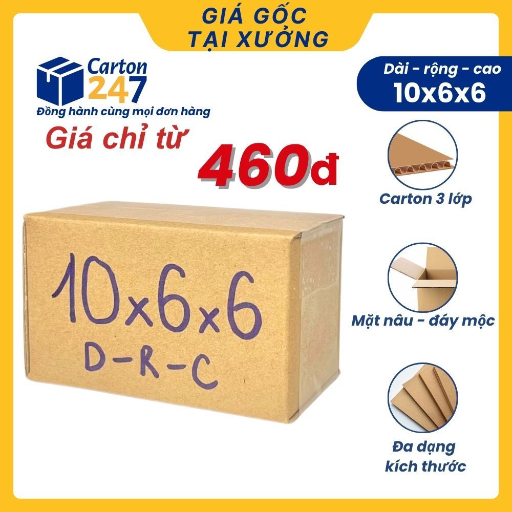 10x6x6 [COMBO 100]  Hôp carton đóng hàng, hộp giấy size nhỏ đựng phụ kiện - Carton 247