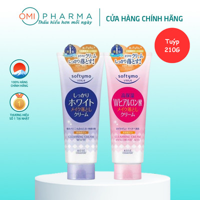 Kem Tẩy Trang Dưỡng Trắng, Dưỡng Ẩm Bổ Sung Hyaluronic Acid Softymo Cleansing Cream Kose Nhật Bản 210G