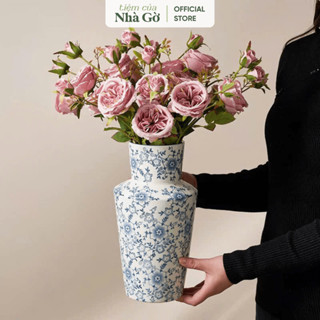 Bình men lam cổ thon 2025 Nhà Gờ cắm hoa bày ban Tết trang trí decor nhà cửa BH25M2