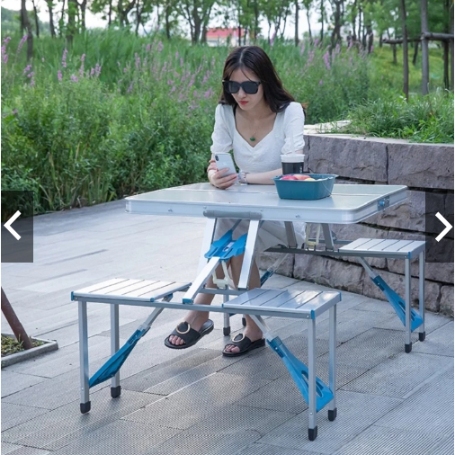 Bộ Bàn Ghế Du Lịch Gấp Gọn, Bàn Xếp Nhôm Dã Ngoại, Du Lịch Ngoài Trời, Bàn Liền 4 Ghế Gấp Gọn Siêu N