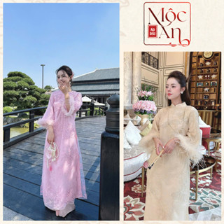 Áo Dài Dáng Xuông Rộng Tay Loe Tay Lông Vũ LINN  - Áo Dài Mộc An