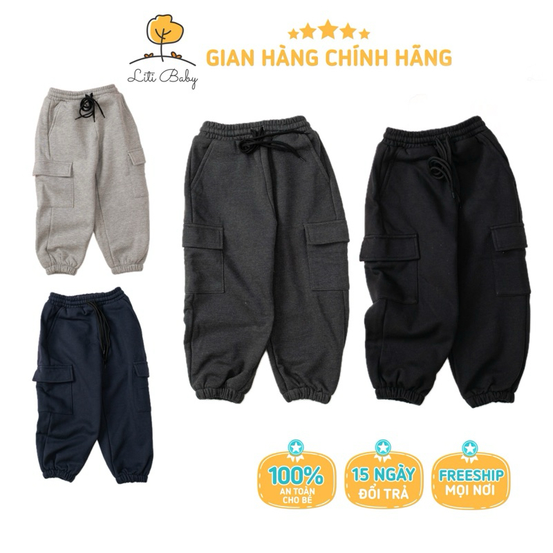 Quần dài bé trai, quần nỉ bông, quần nỉ cho bé trai 4-16 tuổi (14-50kg), LITIBABY. Chất nỉ bông siêu mềm, dày ấm