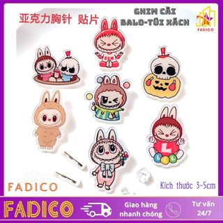 Sỉ Ghim cài balo túi xách,Sticker cài áo,Pin cài túi xách balo hình LABUBU dễ thương,KT 3-5cm nhựa acrylic-FADICO