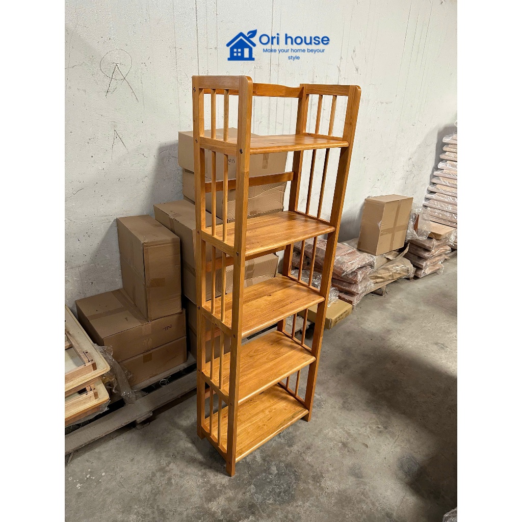 Kệ sách gỗ 5 tầng ngang 50cm gỗ tự nhiên đa năng - Ori House