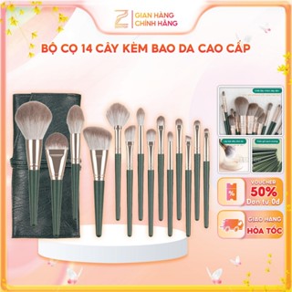Bộ cọ trang điểm 14 cây CAO CẤP cọ lông mềm cọ đánh nền đánh phấn mắt cọ che khuyết điểm kèm BAO DA sang chảnh ZENTOP
