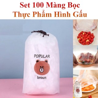 Màng Bọc Thực Phẩm Hình Gấu (Set 100 Cái)