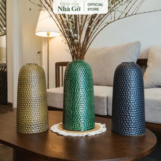 Bình gốm chuông thon hạt mưa 2025 Nhà Gờ cắm đào, tuyết mai bày ban nhà cửa BH25M3