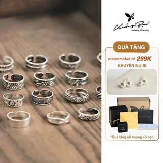 Nhẫn bạc Xưởng Bạc NU.180 thiết kế hoạ tiết đeo ngón út cá tính freesize