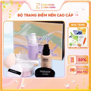 Set trang điểm nền Prrety Makeup 4 món bộ trang điểm đầy đủ cho người mới bắt đầu kiềm dầu kháng nước nâng tone Zentop