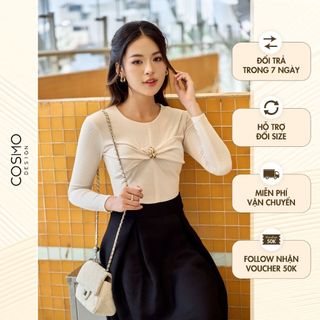 Váy đầm nữ thiết kế dáng xoè kem vặn ngực phối chân đen sang trọng tự tin thu hút mọi ánh nhìn 12106