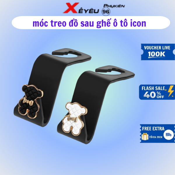 Móc Treo Đồ Sau Ghế, Móc S Gấu Bearbrick, Nơ, Mickey Cao Cấp, icon dễ thương