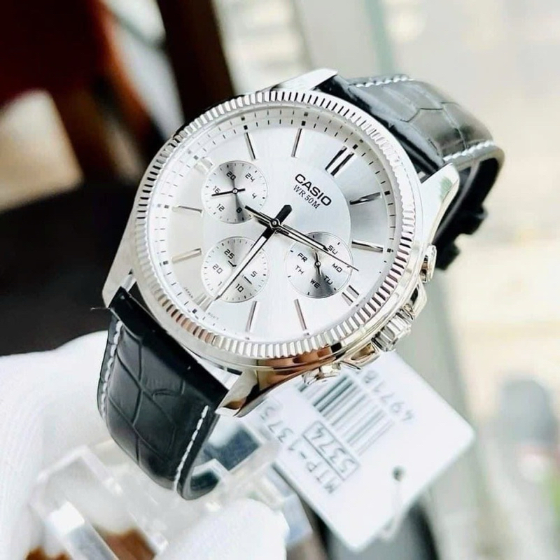 ĐỒNG HỒ NAM CHÍNH HÃNG Casio MTP-1375L-7A Quartz White Dial Black Leather For Men