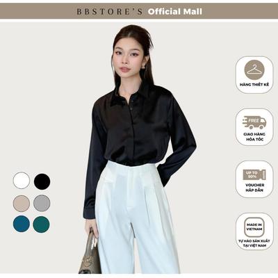 BBSTORE'S Áo Sơ Mi Công Sở Tay Dài Form Rộng Basic Chất Lụa Mát Mẻ  - A2379