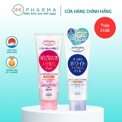 Gel Tẩy Trang Dưỡng Trắng, Dưỡng Ẩm Bổ Sung Hyaluronic Acid Softymo Cleansing Gel Kose Nhật Bản 210G
