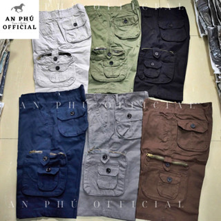 Quần Short Nam Kaki Lửng 6 Túi From Rộng Thoải Mái Phong Cách Bụi Bặm Có Túi Khóa Kéo