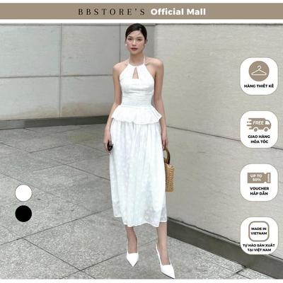 BBSTORE'S Set Áo Yếm Phối Chân Váy Xòe Dài Chất Tơ Voan Thêu Hoa - K3810A