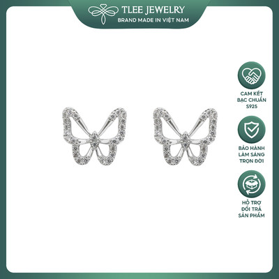 Bông tai bạc nữ TLEE cánh hồ điệp nữ tính nạm đá tinh sảo TLEE JEWELRY B0226
