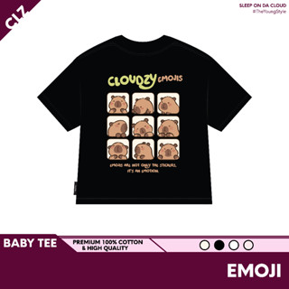 Áo baby tee local brand phông trơn cộc tay nữ Cloudzy  cổ tròn body cotton trắng co giãn BBT EMOJI