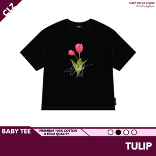 Áo thun baby tee basic phông trơn cộc tay nữ Cloudzy local brand cổ tròn form rộng cotton co giãn trắng đen BBT TULIP