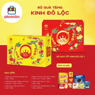 [ KÈM TÚI GIẤY ] Bộ Quà Tết Kinh Đô Lộc I - Hộp 795g Vàng / Đỏ