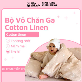 Bộ 4 Món Vỏ Chăn Ga Gối Cotton Linen Hàn Cao Cấp Thoáng Mát Phù Hợp Cho Bé - Tiệm Nhà Mêu