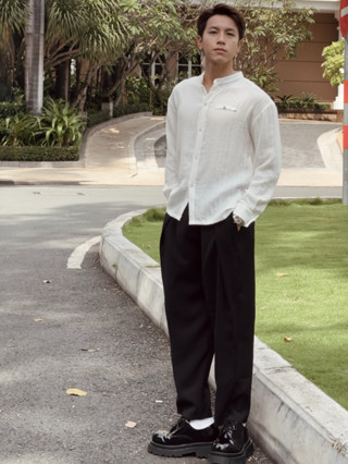 Áo Sơ Mi Nam Lịch Lãm Cài Cúc Dài Tay Cổ Trụ chất liệu linen - Thiết Kế Jaate