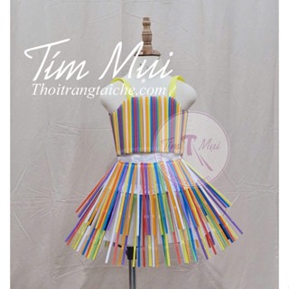 Thời trang tái chế từ ống hút - Đầm làm từ ống hút cho bé