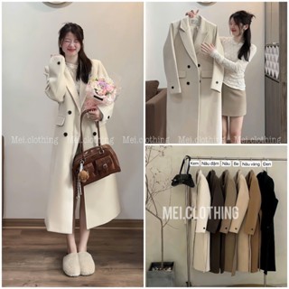  Dạ9 - Áo Khoác Dạ Chần Bông Dáng Dài Kèm Dây Đai QC Phong Cách Hàn 