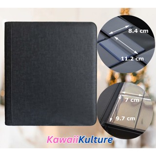 Album sưu tầm thẻ bài - Binder đựng TCG card Pokemon YugiOh Onepiece, 2x2, 3x3, 4x3, móc khóa kéo, da PU, chất lượng cao