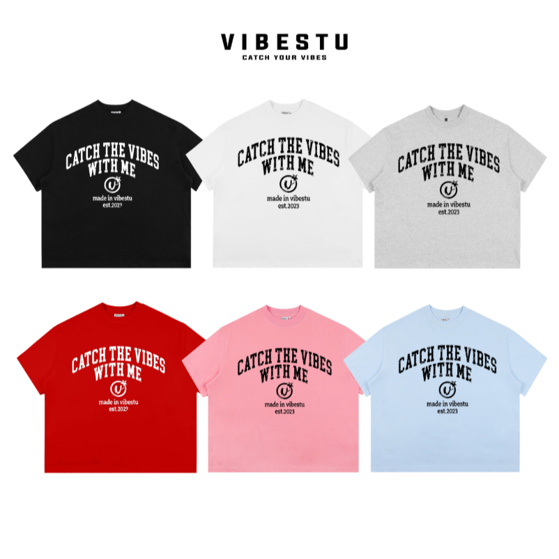 Áo Thun Local Brand VIBESTU " With Me ", Áo Thun Boxy Form Rộng Unisex 250Gsm 100% Cotton