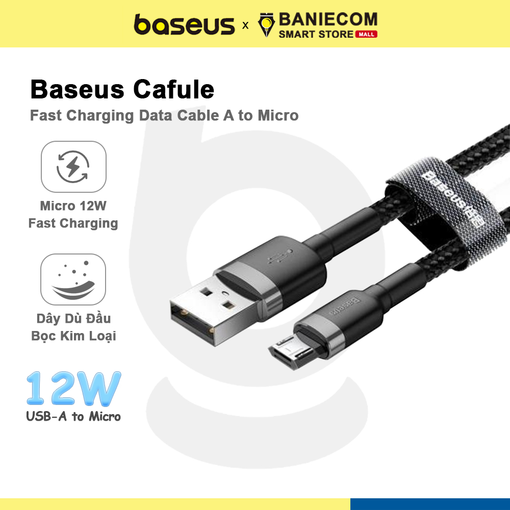 Cáp sạc Baseus Micro Fast Charging USB Cable For Xiaomi Redmi Reversible 0.5M 1M 2M 3M Micro USB