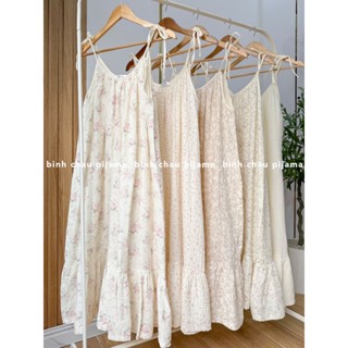   ẢNH THẬT  Đầm ngủ đầm 2 dây xô muslin mặc đi chơi đi biển 