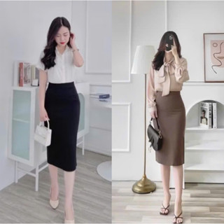 Chân váy công sở Nữ xẻ sau chất vải umi hàn co dãn 4 chiều, Chân váy bút chì dài nữ dáng ôm Body MS8099 - TOTOSA