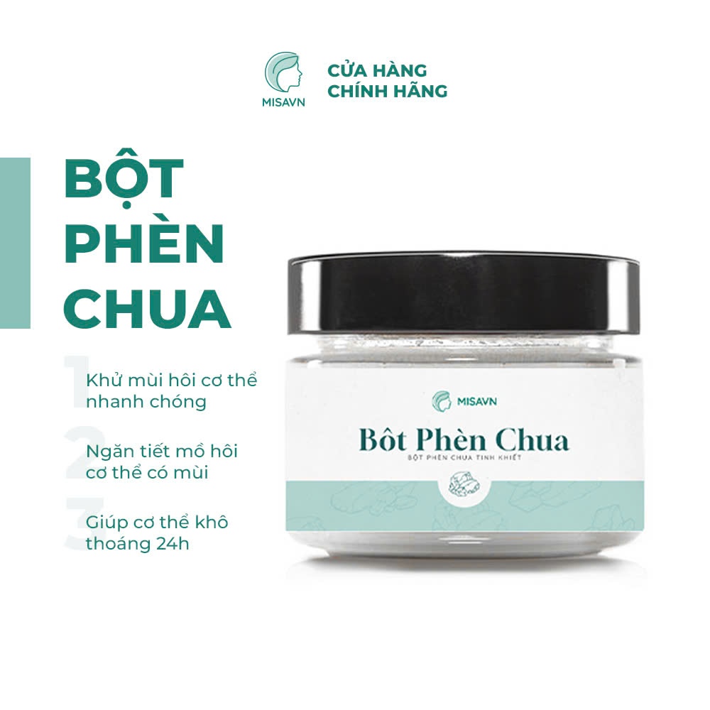 Phèn chua khử mùi hôi Nách hôi Chân MISAVN bột khử mùi phèn chua chưng cất tinh khiết Hũ 100g