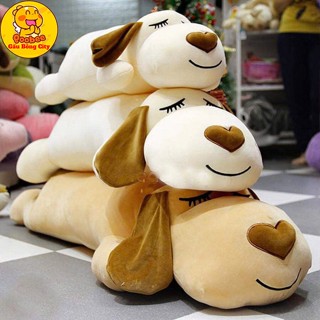 Chó Bông Nằm Dài Mũi Tim - Gấu Bông Chó Gối ôm thú nhồi bông