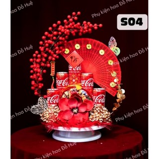 Sét phụ kiện trang trí tháp bánh tháp nước tài lộc, sét phụ kiện trang trí tết , sét đào đông đỏ VIP(A2)