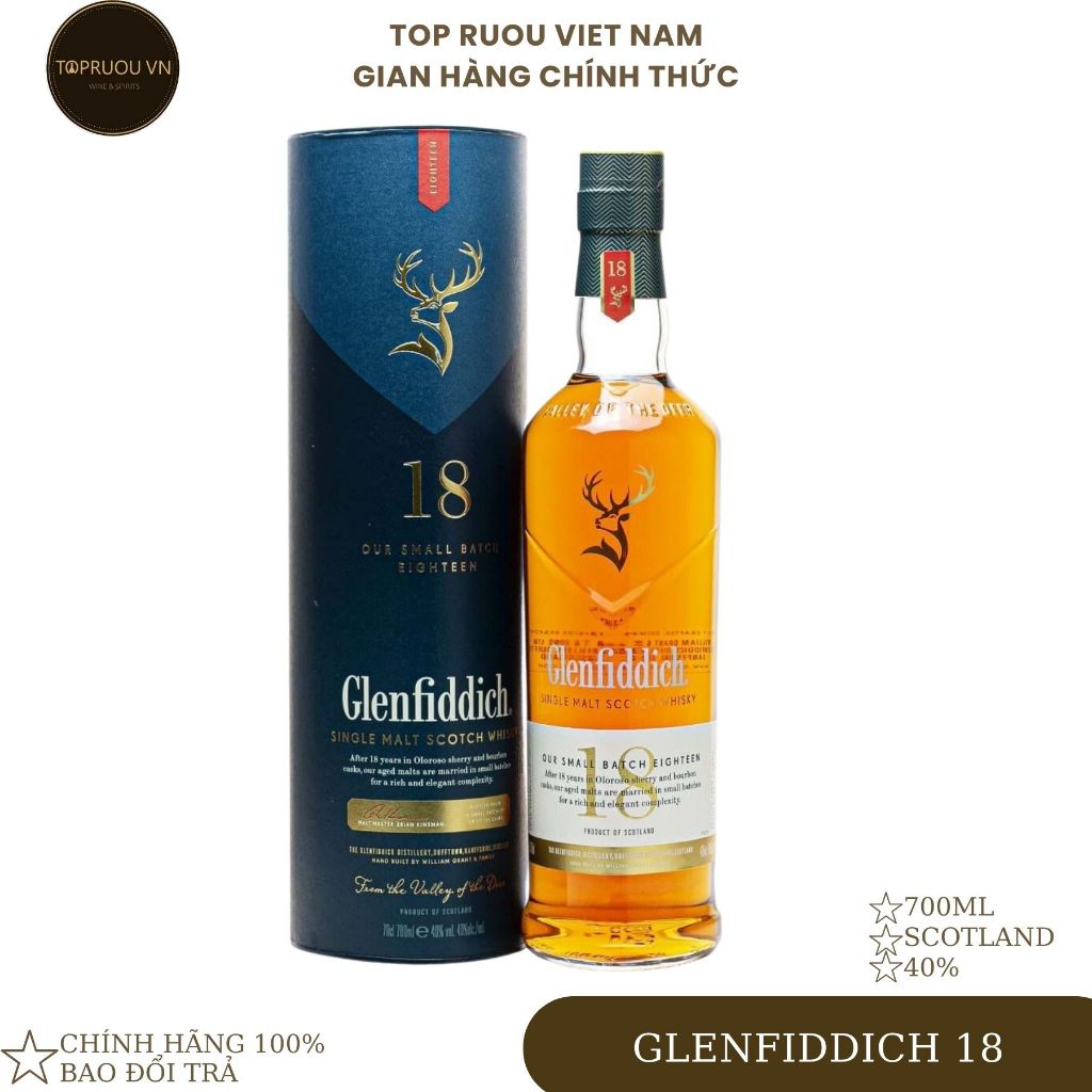 [Top Rượu VN] Rượu Whisky TOP RƯỢU - Glenfiddich 18 700ml [Chính Hãng]